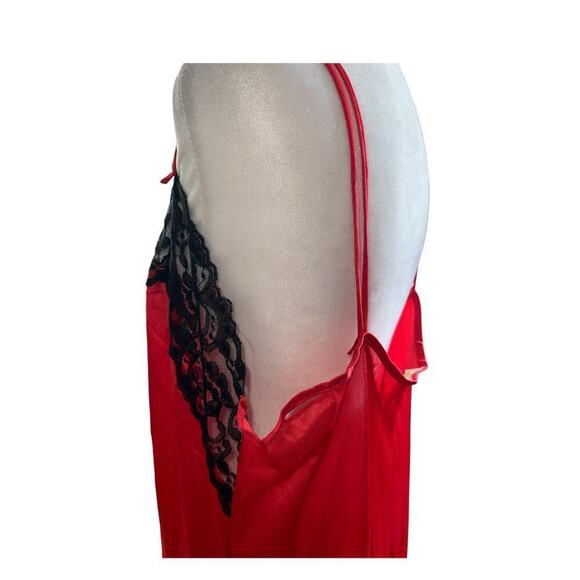Vintage Intimate Moments Red & Black Lace Nightgown Size L/XL - Picture 4 of 5